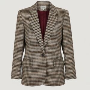 Jaclyn Smith Classics Wool Blend Houndstooth Blazer Women Size 12 Fall Heritage
